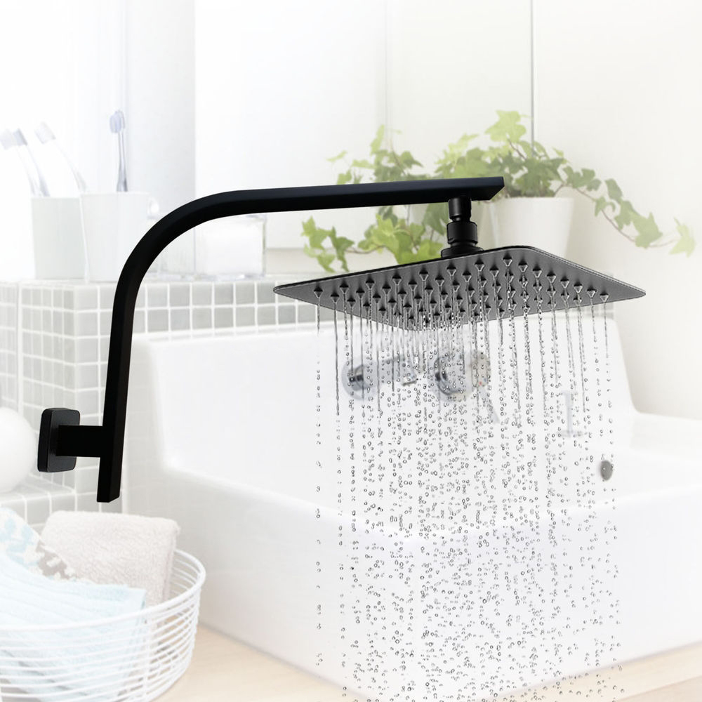 Fontana Luigi 8-Inch Matte Black Rainfall Square Shape Shower Head